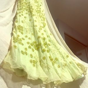 Scala lime green and yellow beaded prom dress